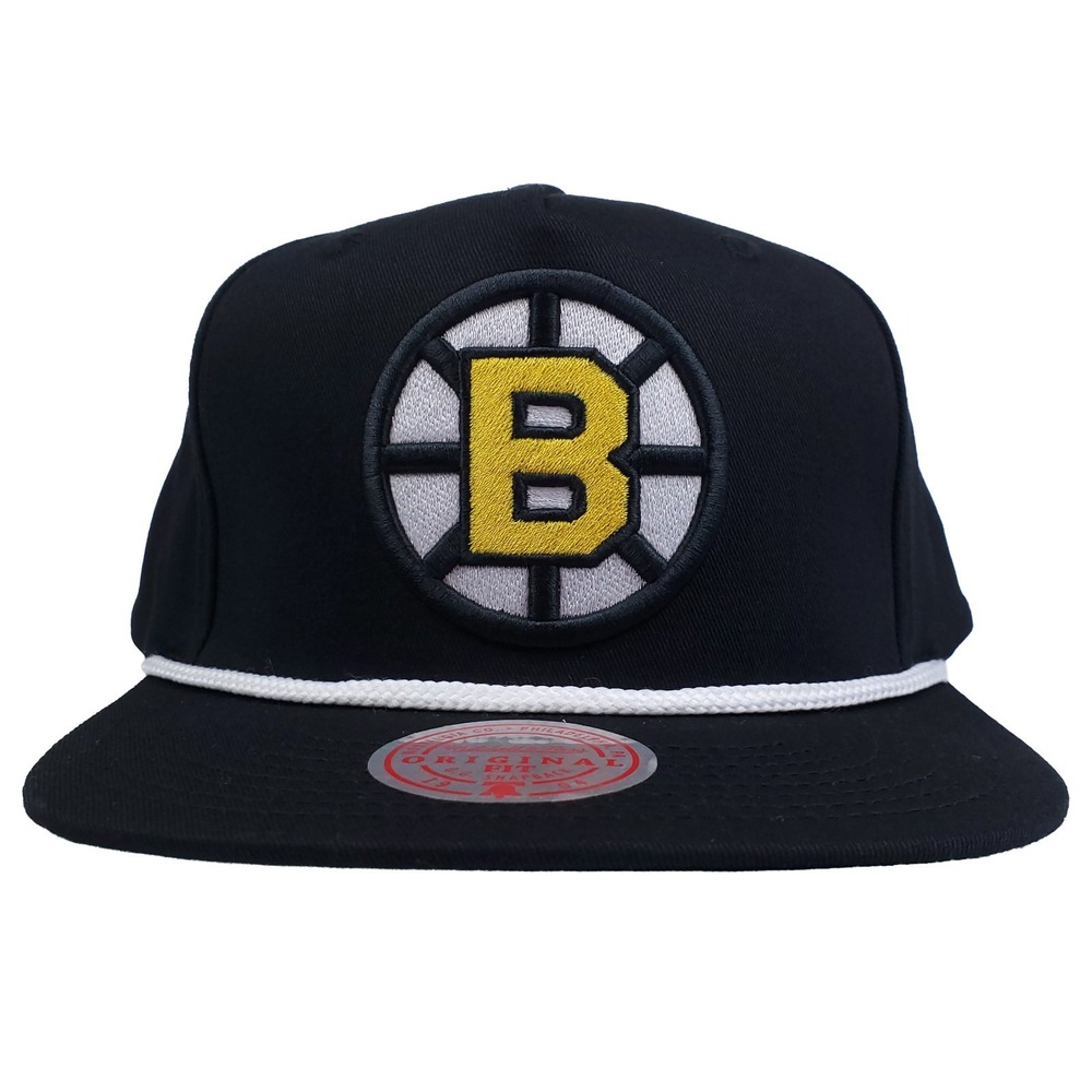Boston Bruins Mitchell & Ness NHL Snapback Hat Cap 3D Logo Roped Bill Black NWT